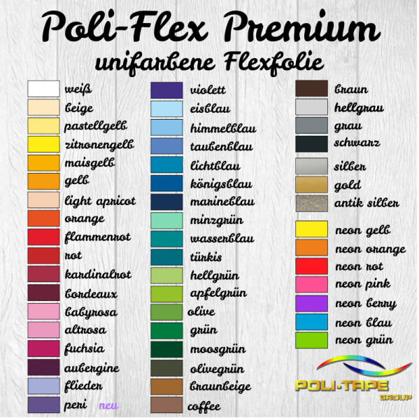 25,65 €/m² Poli-Flex neon,glossy,metallic DIN A4,Plotter Flexfolie,Textilfolie 